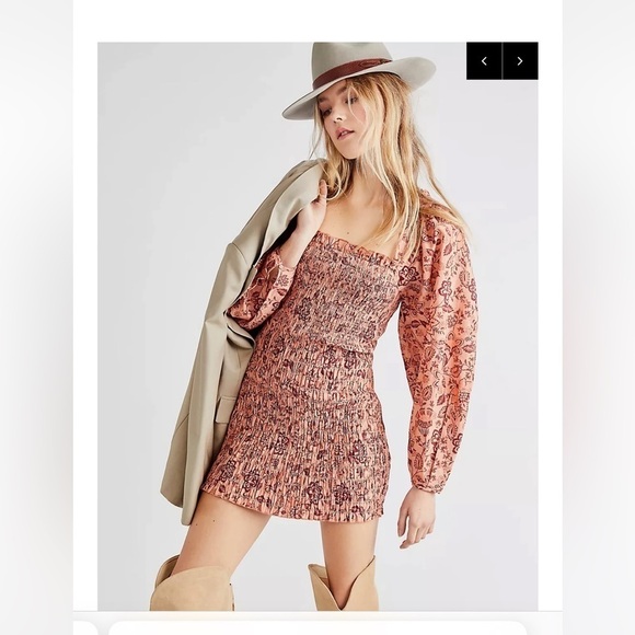 Free People Smock it to Me Mini in Apricot Combo NWT - Picture 1 of 9
